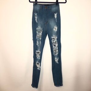 Fashion Nova High Waisted Distressed Jeans